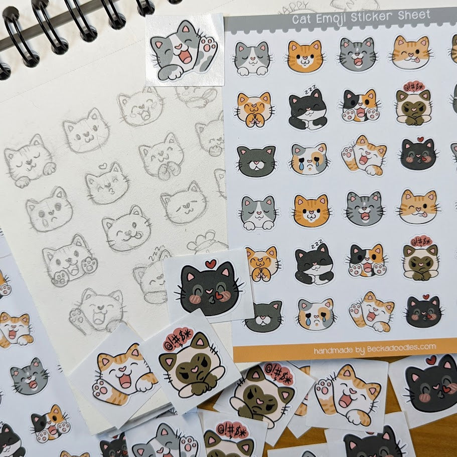 Emoji Cats Sticker Sheet