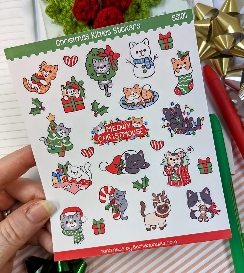 Christmas Kitties Sticker Sheet