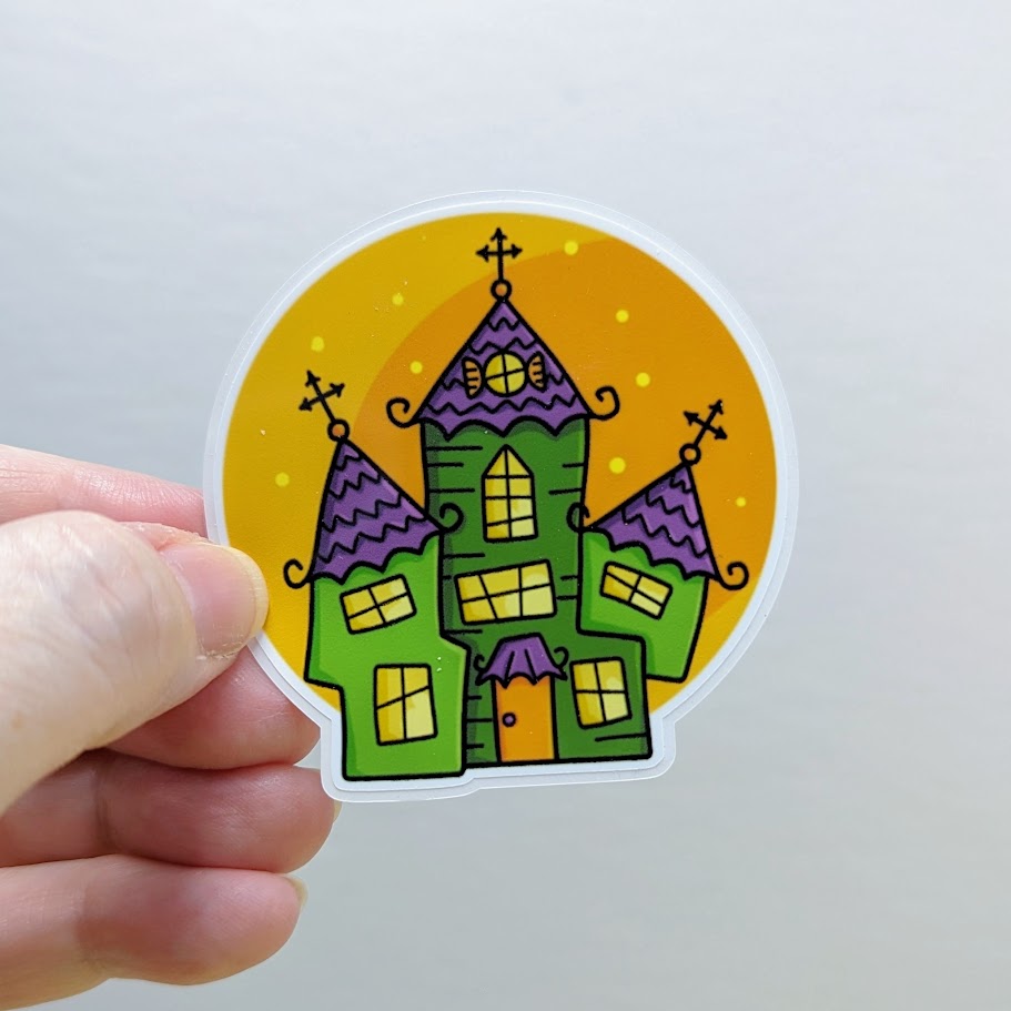 Crocked Haunted House Sticker