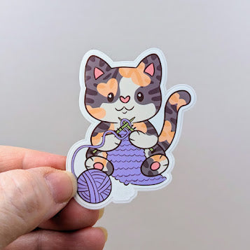 Knitting Cat Sticker