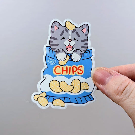 Potato Chip Cat Sticker
