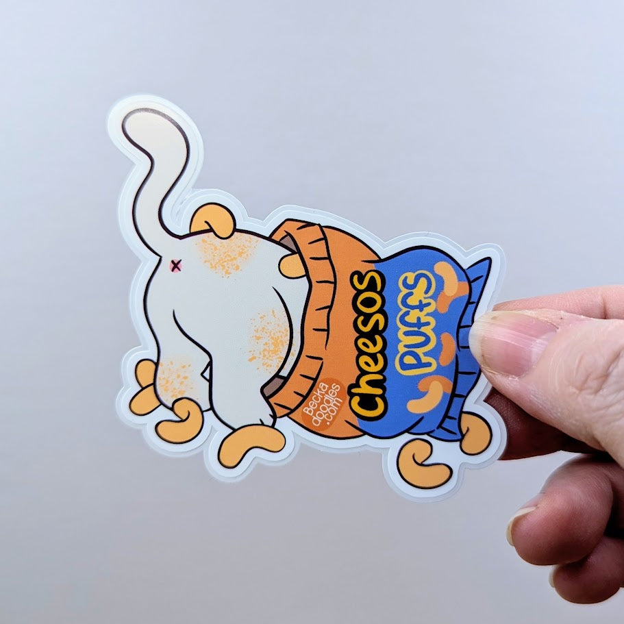 Cheesy Puffs Cat Sticker