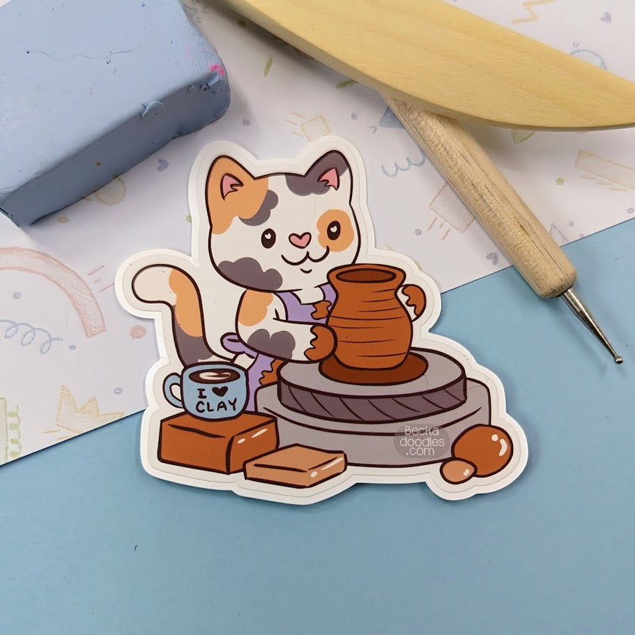 Pottery Cat Sticker