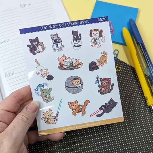 Star Galaxy Cats Sticker Sheet