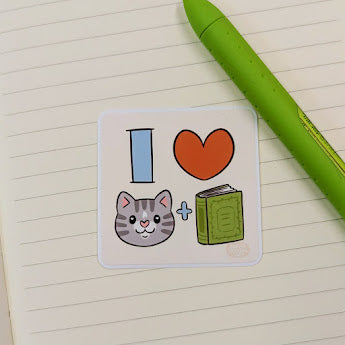 I Heart Cats and Books Sticker