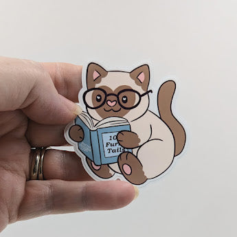 Book Nerd Siamese Cat Sticker