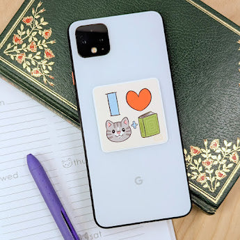 I Heart Cats and Books Sticker