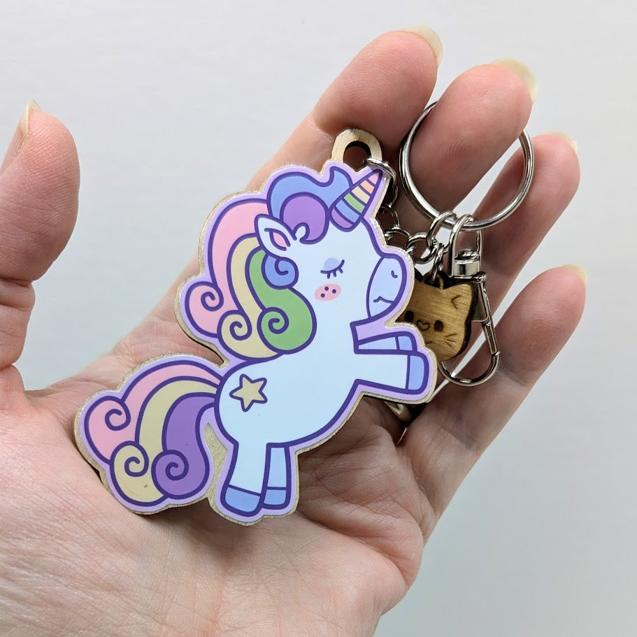 Unicorn Wooden Keychain