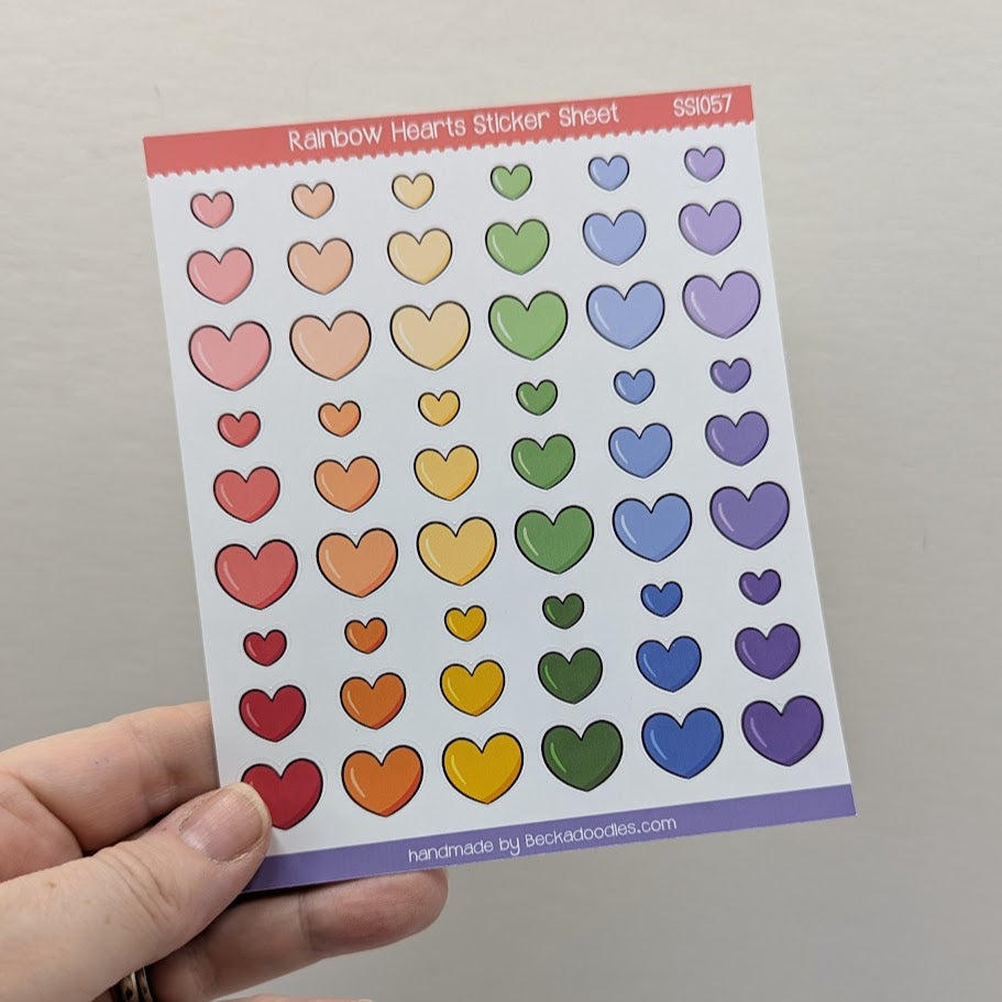 Rainbow Hearts Sticker Sheet