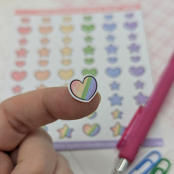 Pastel Rainbow Hearts and Stars Sticker Sheet