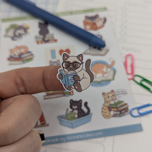 Books and Cats Sticker Sheet