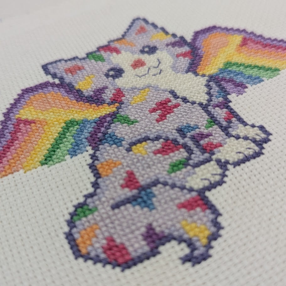 Rainbow Fairy Cat Cross Stitch Pattern
