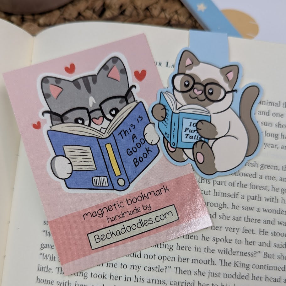 Cat Book Nerd Magnetic Bookmark