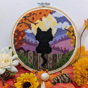Moonlight Cat Cross Stitch Pattern
