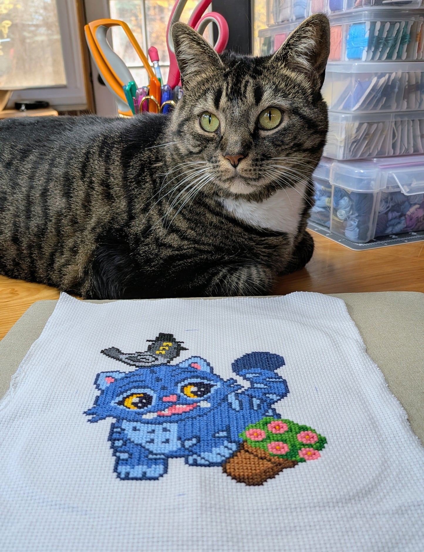 Derpy Tiger Flower Pot Cross Stitch Pattern