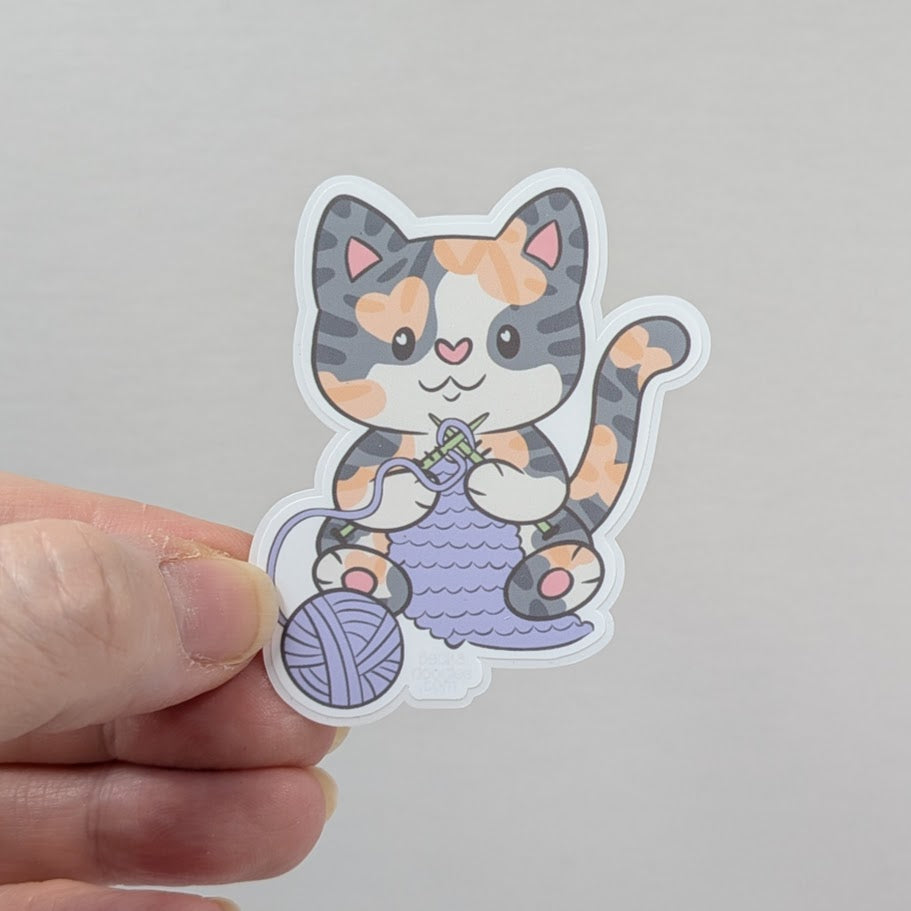 Knitting Cat Sticker