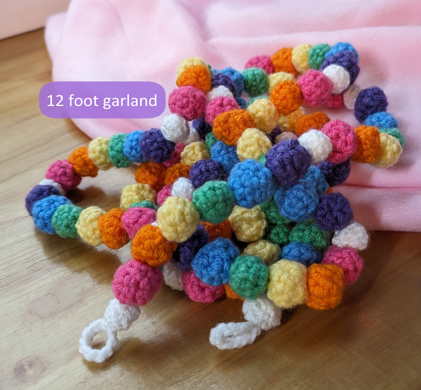 Bright Rainbow Crocheted Garland