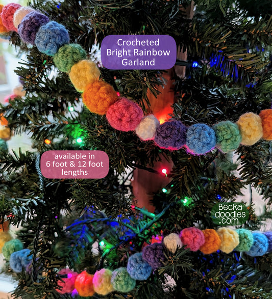 Bright Rainbow Crocheted Garland
