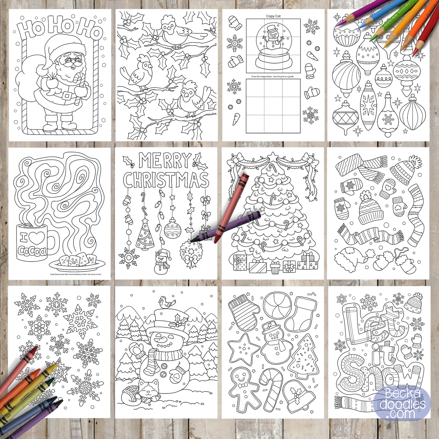 Holly Jolly Christmas Printable Coloring Book