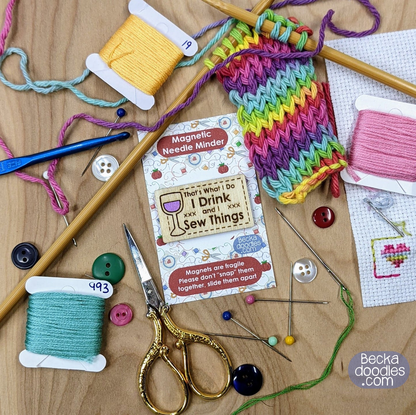 I Drink and Sew Things Needle Minder