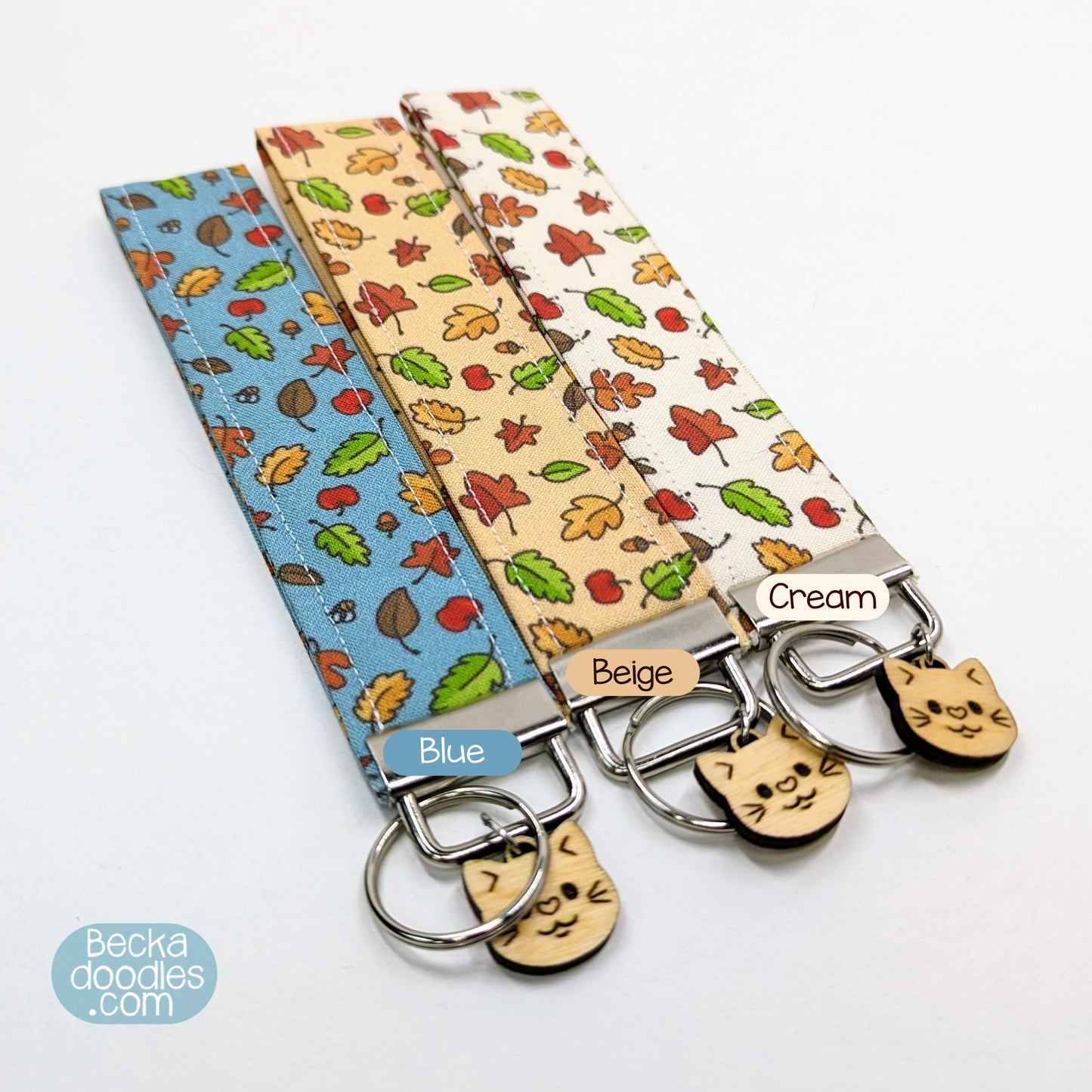 Autumn Leaves Fabric Wristlet Keychain