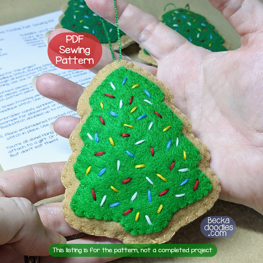 Christmas Tree Cookie Felt Sewing Pattern