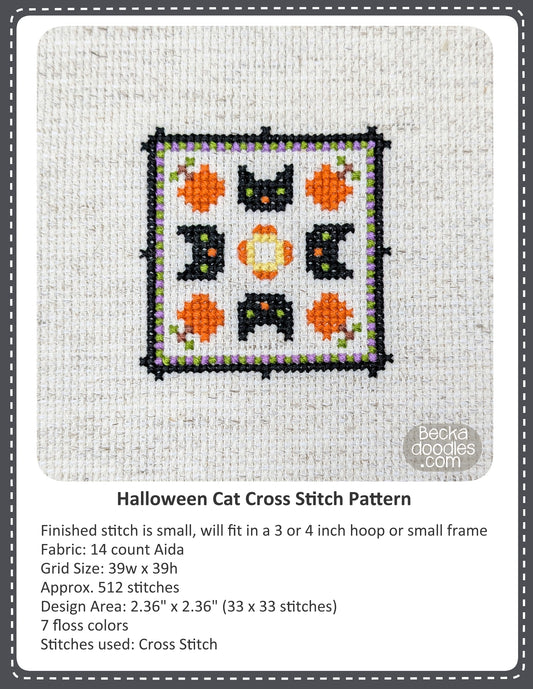 Halloween Cat Cross Stitch Pattern