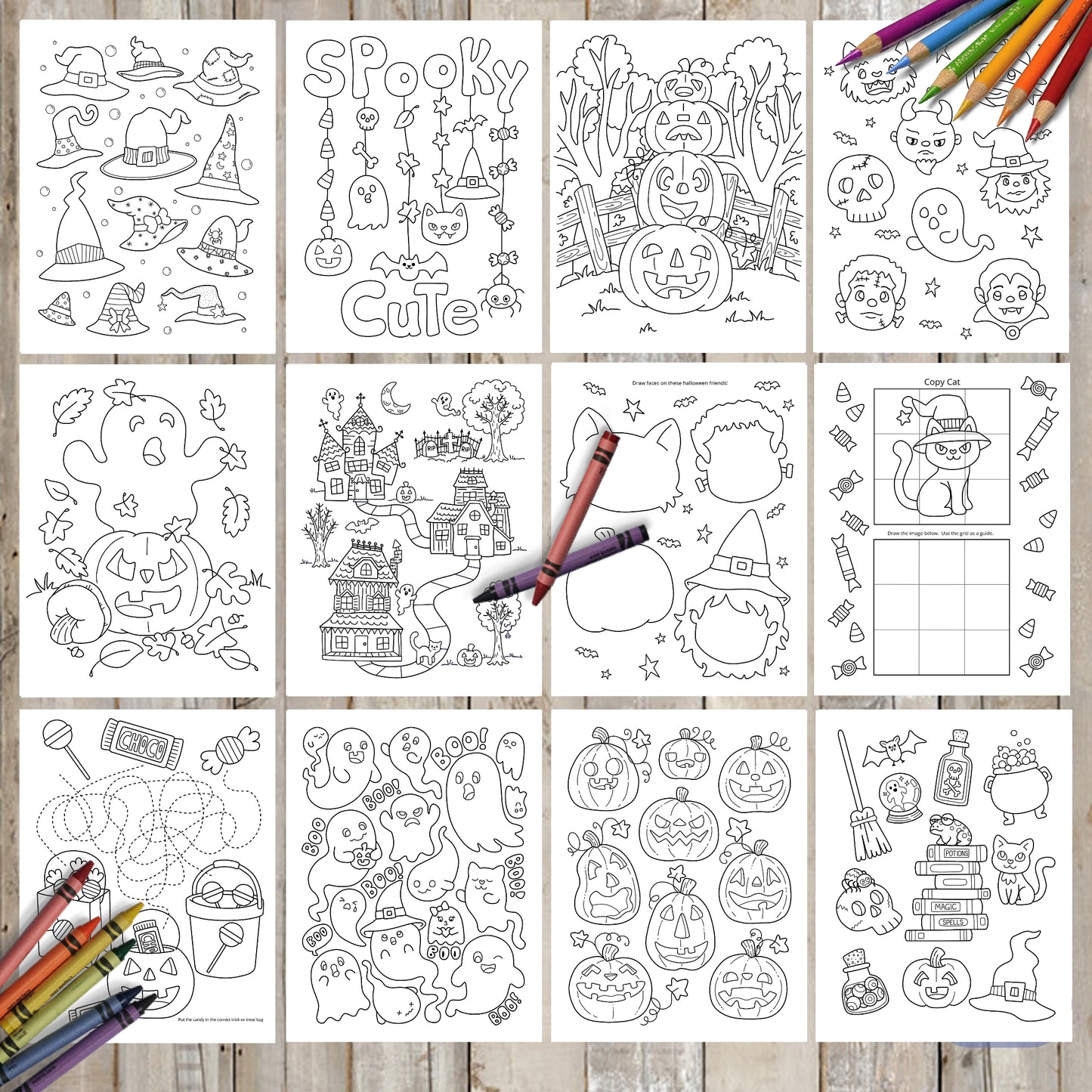 Spooky Cute Halloween Printable Coloring Book