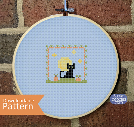 Pumpkin Patch Kitty Cross Stitch Pattern