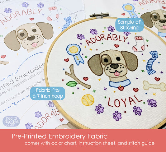 Loyal Pup Pre-Printed Embroidery Fabric Panel