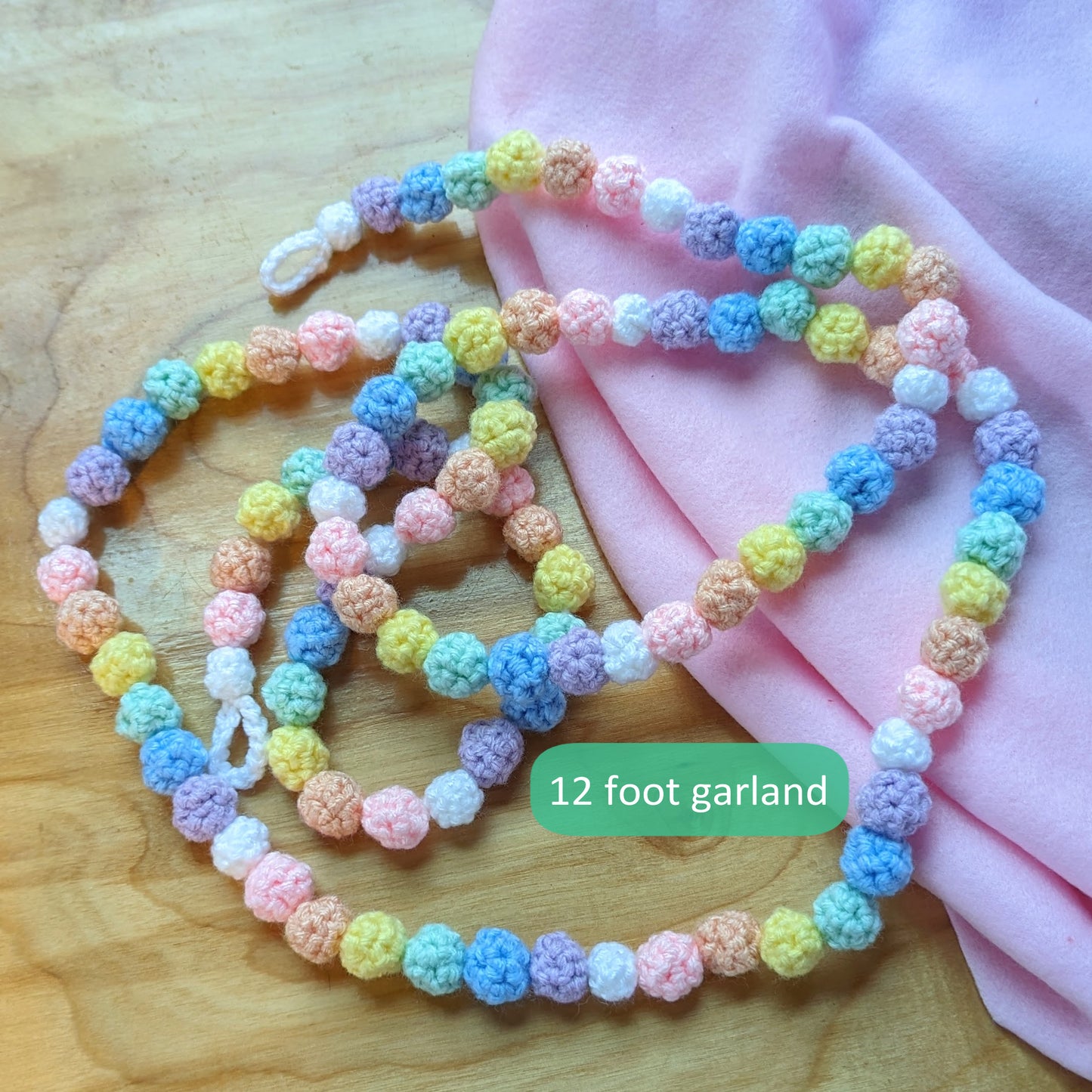 Pastel Rainbow Crocheted Garland