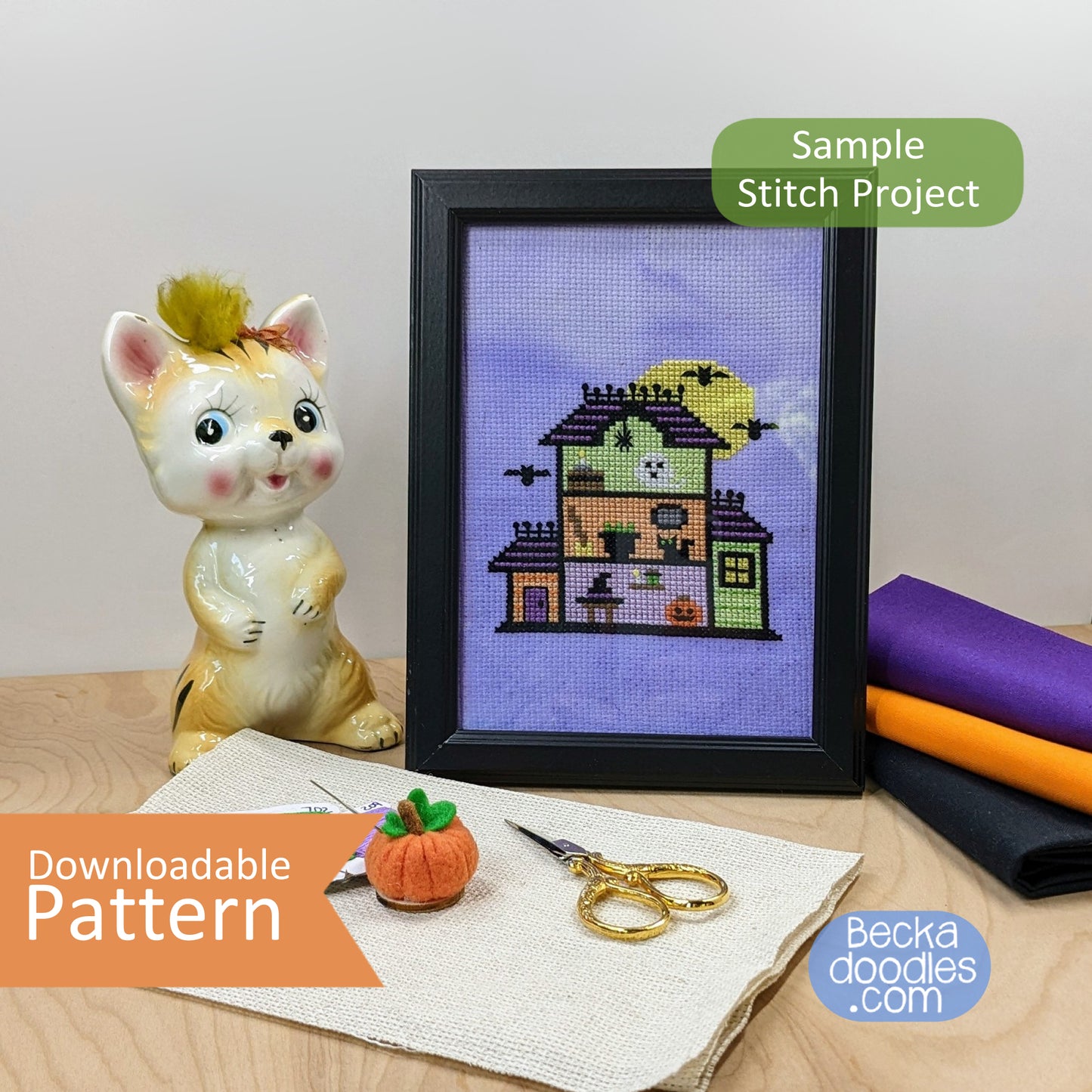 Tiny Haunted House Cross Stitch Pattern
