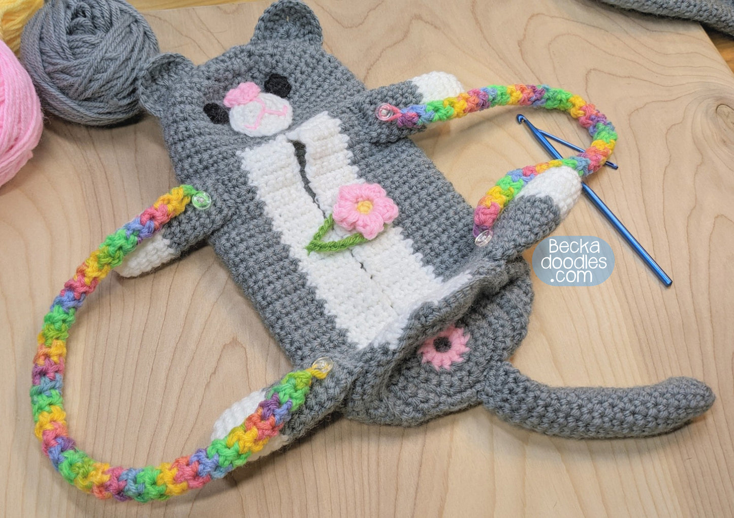 Crochet Cat Yarn Bag Pattern