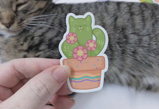 Cat Cactus Sticker
