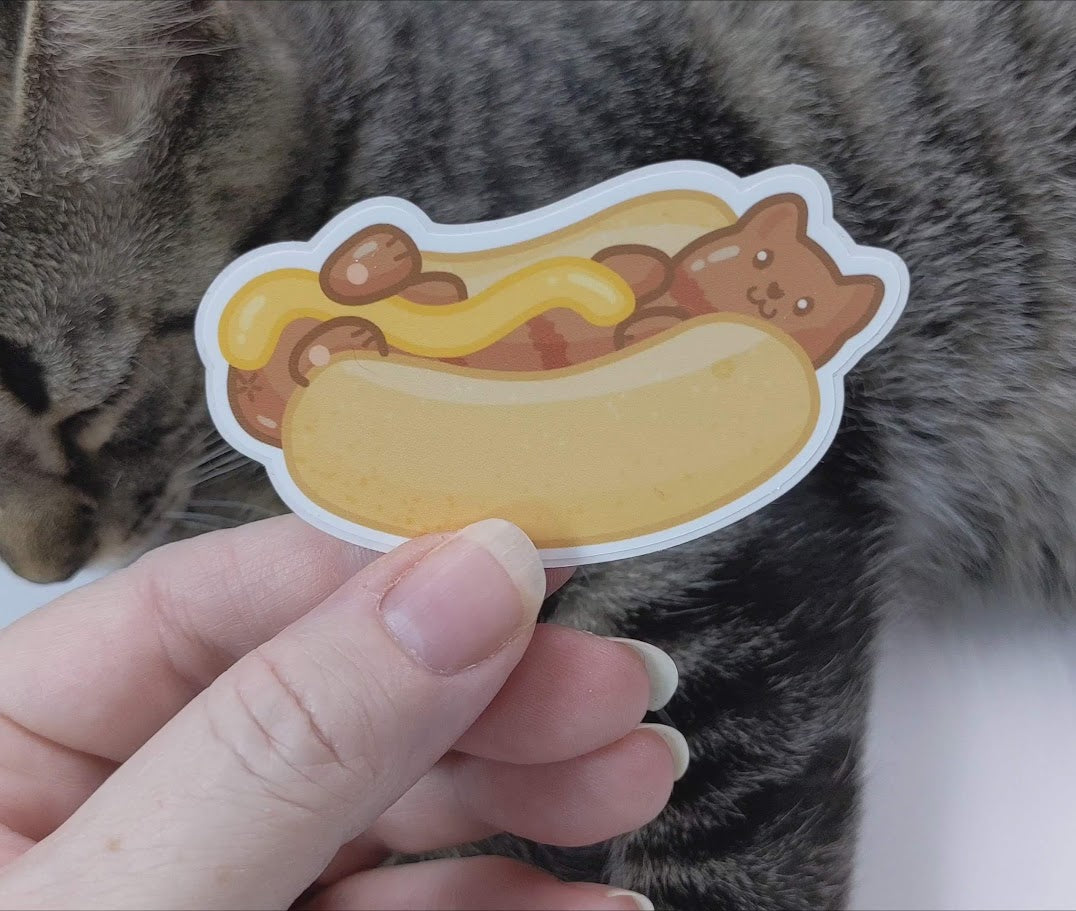 Hot Dog Cat Sticker
