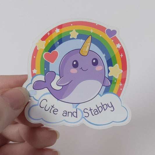 Cute and Stabby Narwhal Sticker