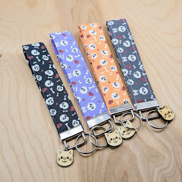 Skulls Fabric Wristlet Keychain