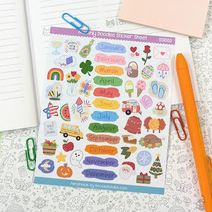 Monthly Holiday Calendar Sticker Sheet