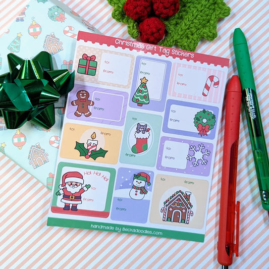 Christmas Gift Tag Sticker Sheet