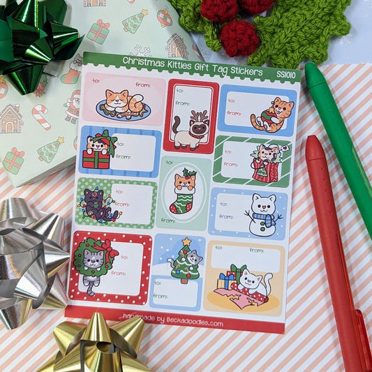 Christmas Kitties Gift Tag Sticker Sheet