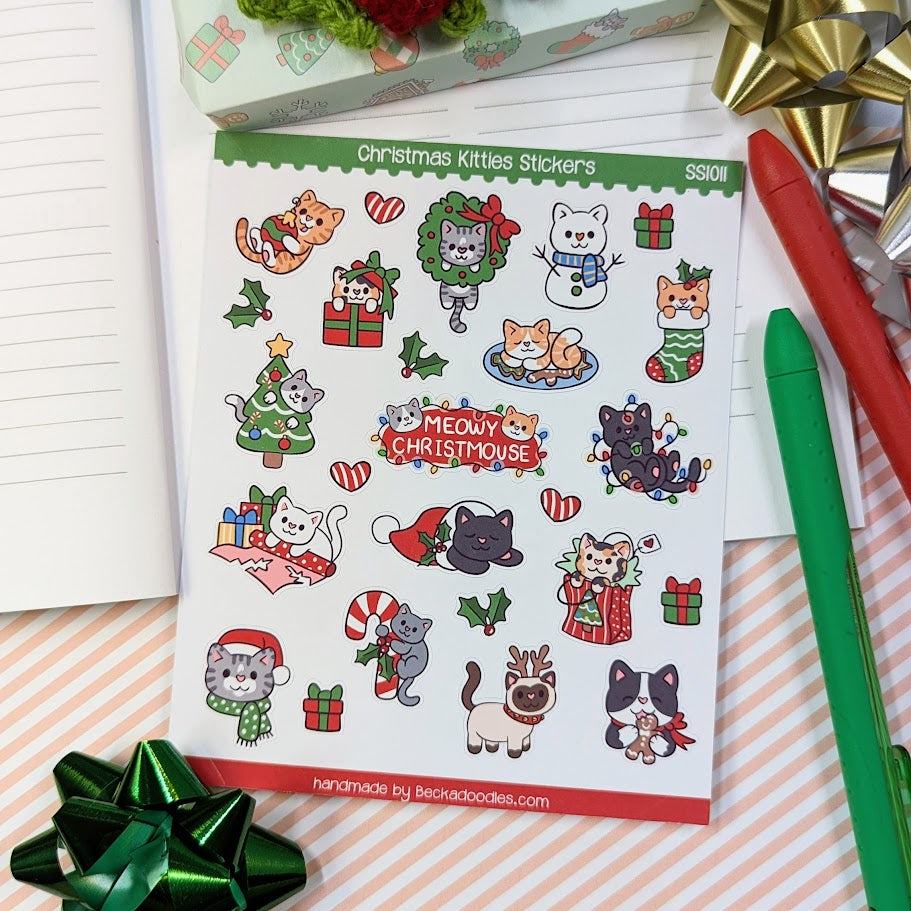 Christmas Kitties Sticker Sheet