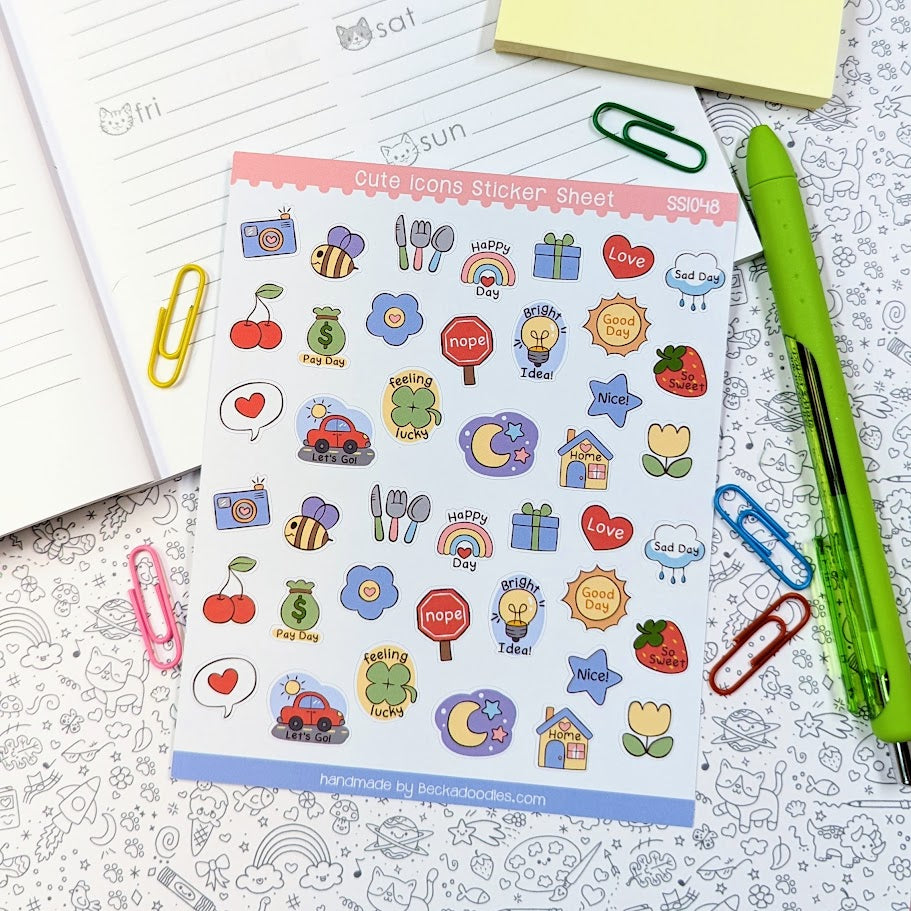 Cute Icon Sticker Sheet