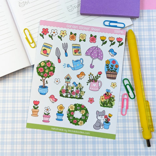 Spring Garden Floral Sticker Sheet