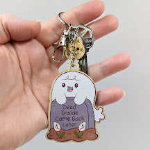 Dead Inside Ghost Wooden Keychain