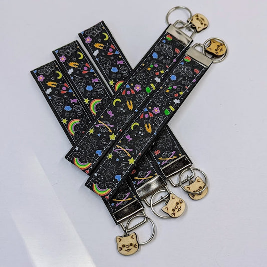 Doodles Fabric Wristlet Keychain