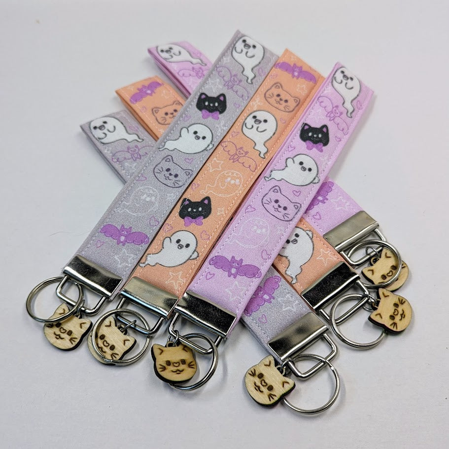 Spooky Cute Fabric Wristlet Keychain