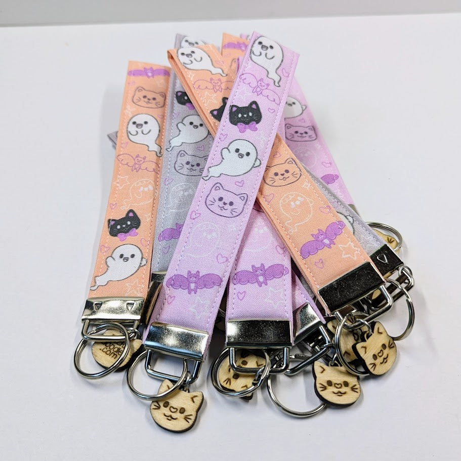Spooky Cute Fabric Wristlet Keychain