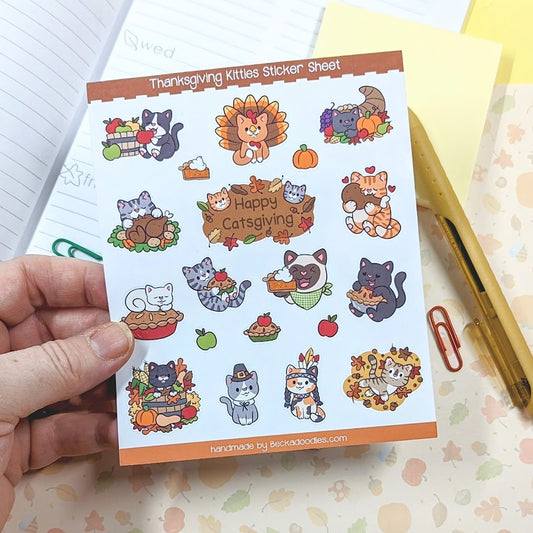 Thanksgiving Cats Sticker Sheet