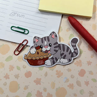 Pie Eating Cat Sticker