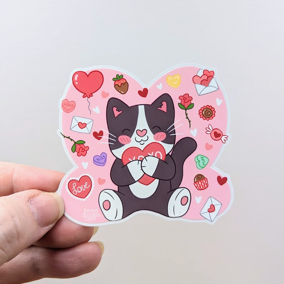 Valentine's Day Cat Sticker